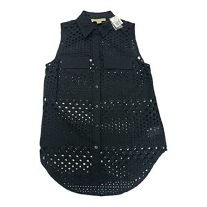 MICHAEL Michael Kors Sleeveless Eyelet Top Black Medium